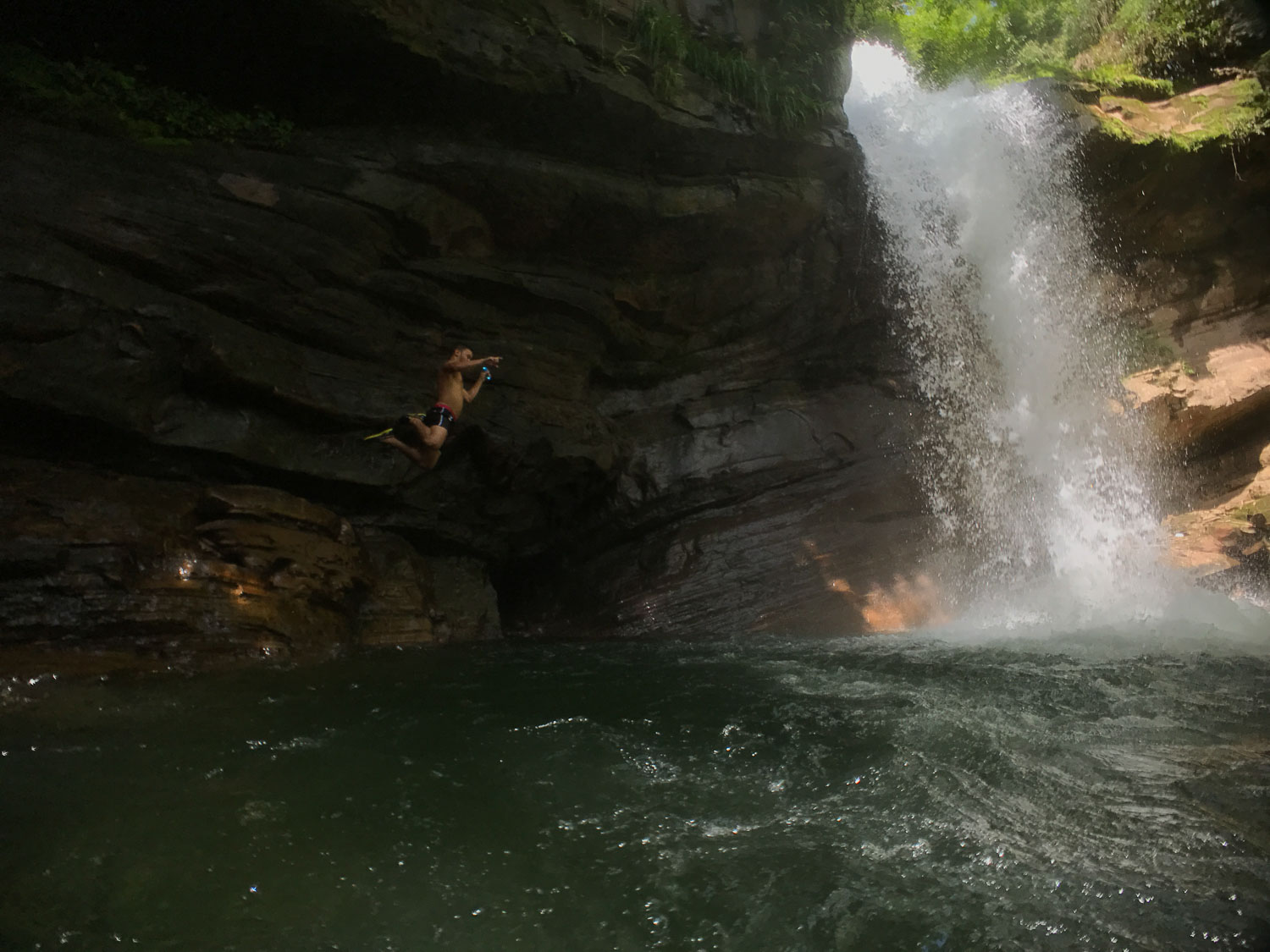 jumping into nanny falls