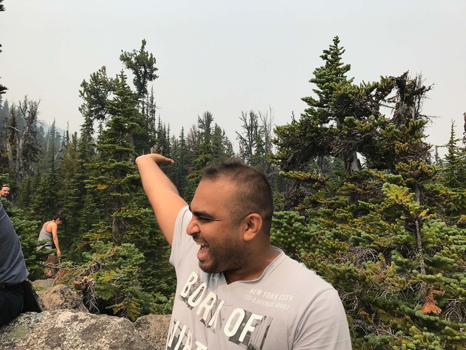 feeding birds at joffre lakes